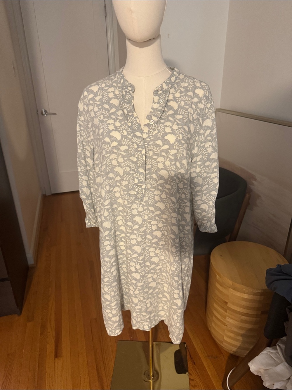 Faherty Linen Blend Floral Tunic Dress